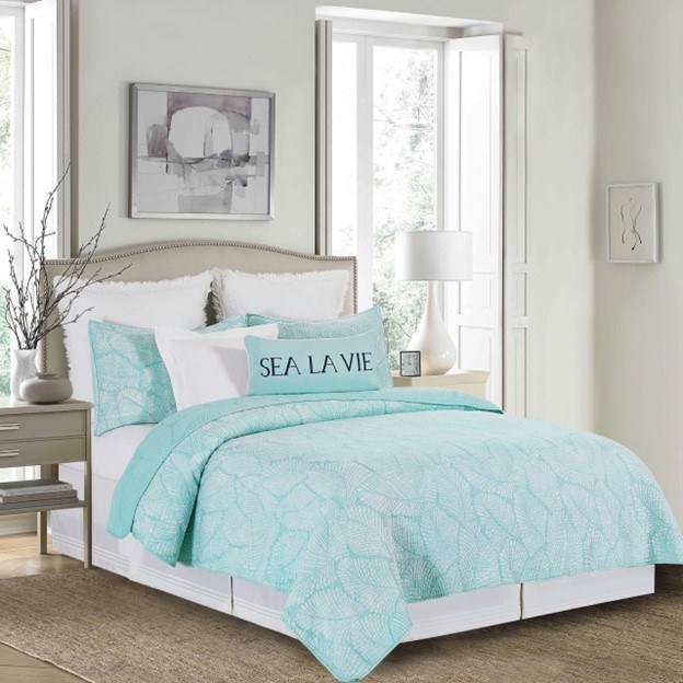 BLUE TROPICS QUILT SET - FULL / QUEEN