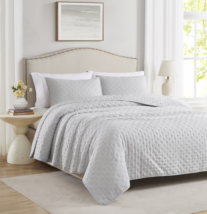 CAITLYN SILVER QUILT SET-QUEEN