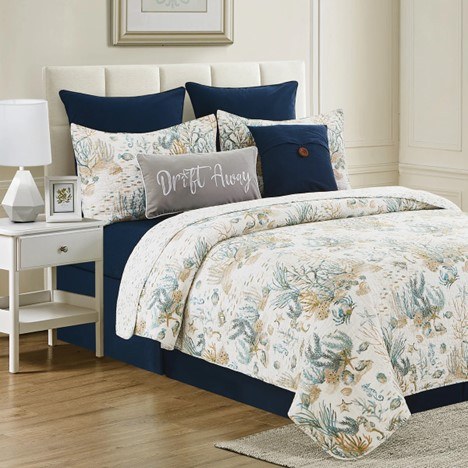 CERULEAN SHORE QUILT SET - FULL / QUEEN