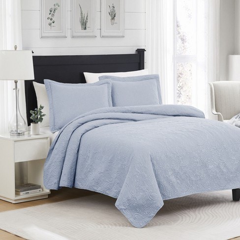 MILA QUILT SET- BLUE-QUEEN