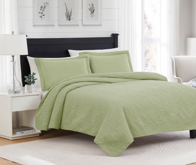 MILA QUILT SET KING- SAGE