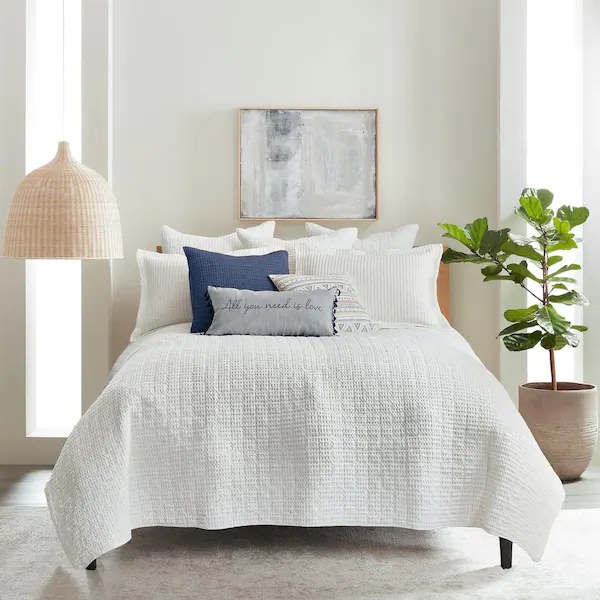 MILLS QUILT SET-WHITE-QUEEN