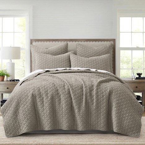 ROWAN TAN QUILT SET-FULL/QUEEN