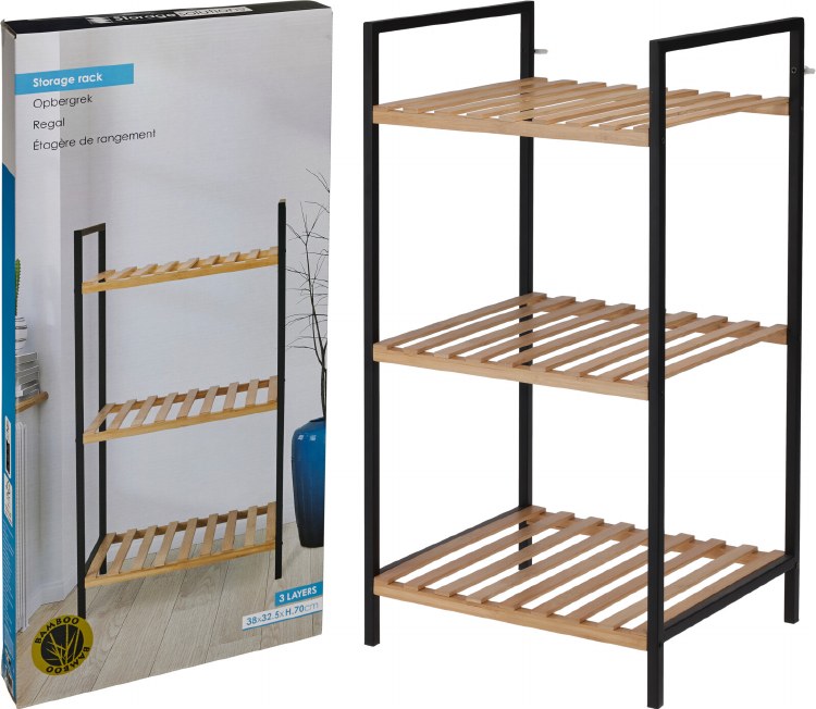 WOOD & METAL 3-TIER RACK