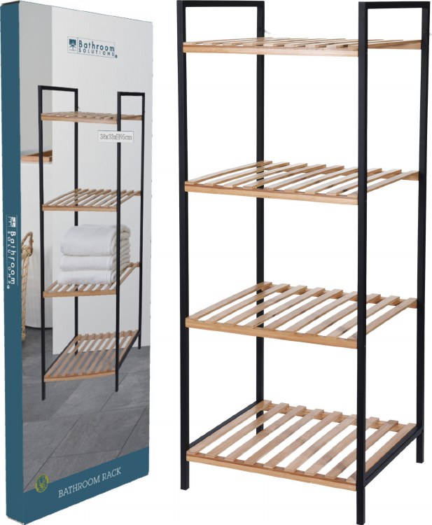 WOOD & METAL 4 SHELF RACK