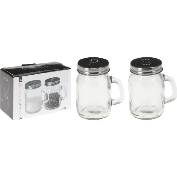 GLASS SALT & PEPPER SHAKER SET