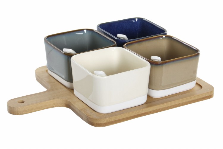 WOOD SERVING TRAY-SET/5