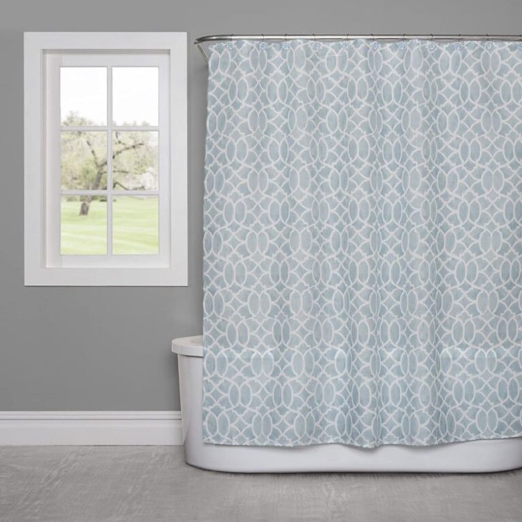 LATTICE SHOWER CURTAIN-BLUE