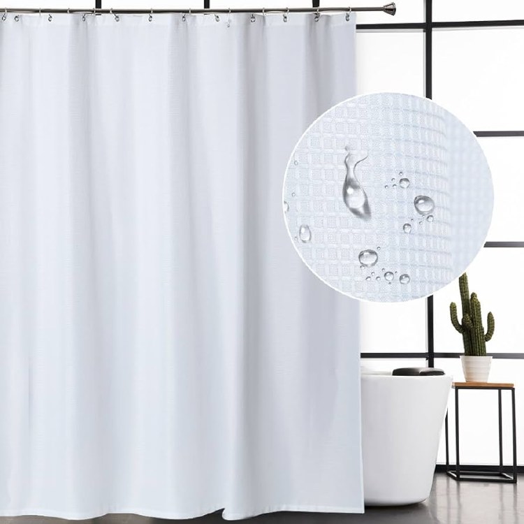 WAFFLE SHOWER CURTAIN-WHITE