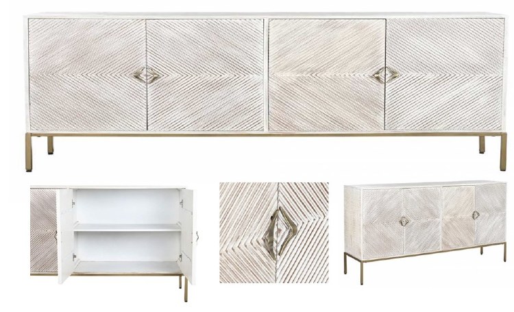 MANGO WOOD & METAL BUFFET-WHITE