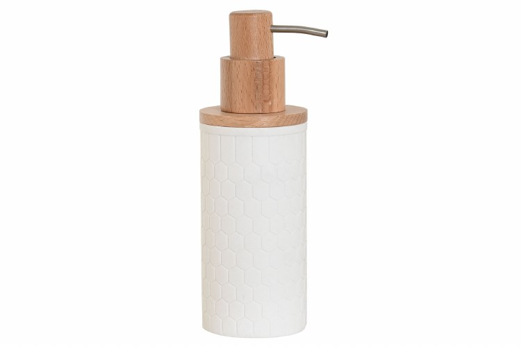 RESIN & BAMBOO SOAP PUMP-WHITE