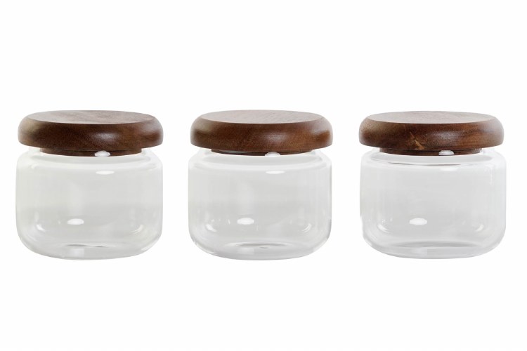 GLASS STORAGE JARS SET 3PC