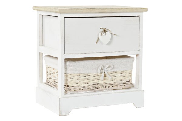 NIGHTSTAND  W/ BASKET-WHITE