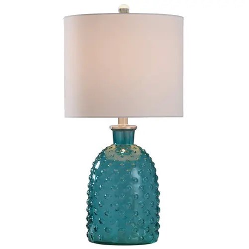 BLISTERED GLASS TABLE LAMP-BLUE