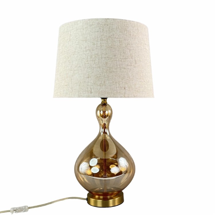 GLASS TABLE LAMP-BRONZE