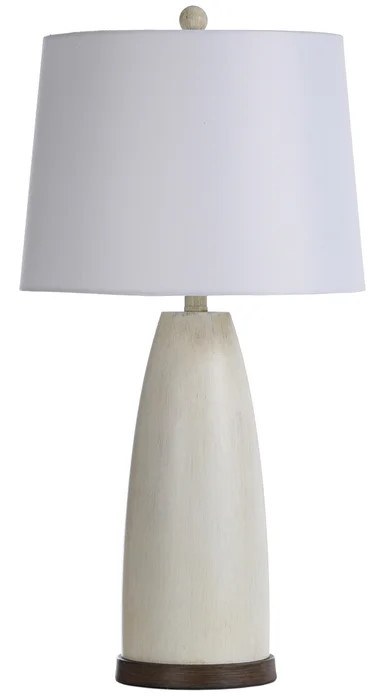 IVORY TABLE LAMP W/WOOD BASE