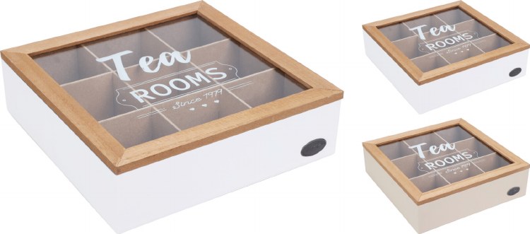 TEA BOX WHITE/NATUAL-9 SLOTS