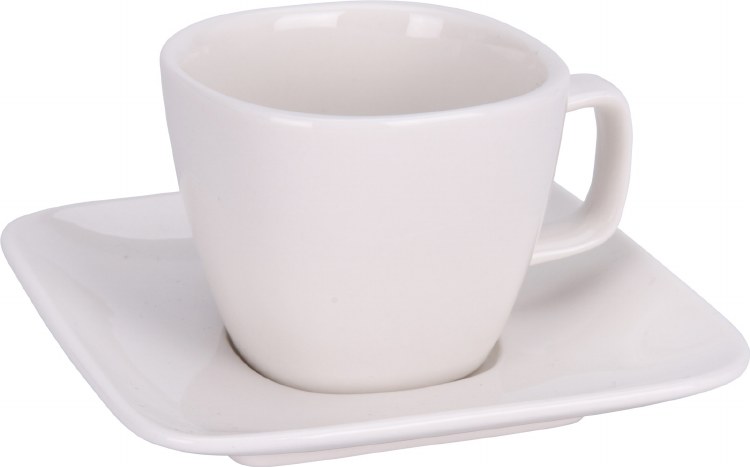 SQUARE TREACUP & SAUCER-WHITE