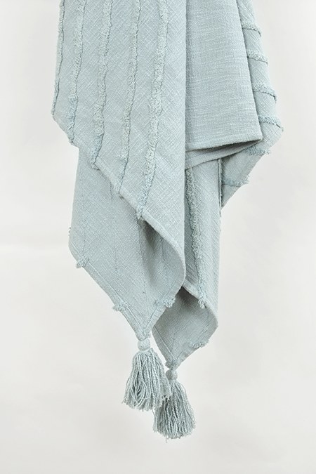 WOVEN COTTON THROW-LIGHT BLUE