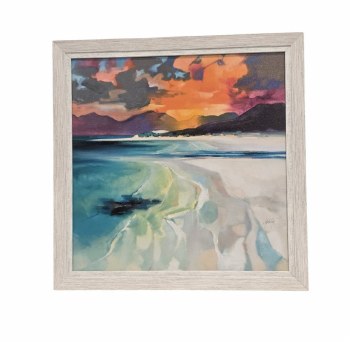 BLUE & ORANGE ABTRACT FRAMED PRINT