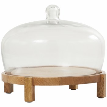 CLOCHE GLASS DOME W/WOODEN BASE-SMALL