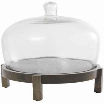 CLOCHE GLASS DOME W/WOODEN BASE-LARGE