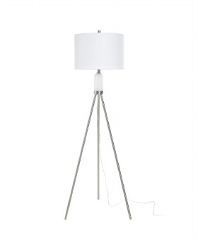 TRIPOD BUSHED NICKEL FLOOR LAMP