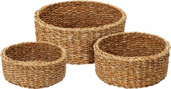 ROUND NATURAL BASKET-SET/3