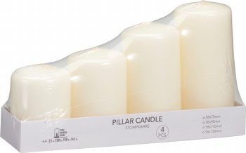 WHITE PILLAR CANDLE-SET OF 4