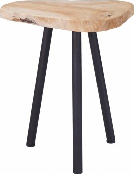 TEAK SIDE TABLE W/ METAL LEGS