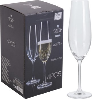 CRYSTAL CHAMPAGNE GLASS SET/4