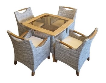 OUTDOOR DINNG TABLE W/4 CHAIRS-GREY