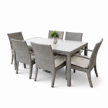 OUTDOOR DINING TABLE W/6 CHAIRS-GREY