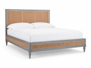 MINDI GREY RATTAN  BED-QUEEN