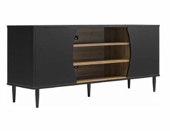 TV STAND 2DR 3SHLF BLK/NAT