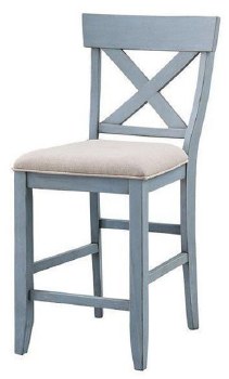 BLUE COUNTER STOOL W/IVORY SEAT