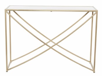 CONSOLE TABLE GOLD W/GLASS TOP