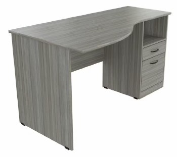 SMOKED OAT DESK W/CURVED TOP