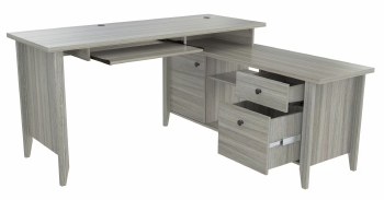 SMOKED OAK L-SHAPED COMPUTER DESK