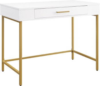 WHITE WRITING DESK W/ GOLD LEGS
