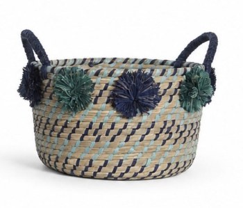POMPOM SEAGRASS BASKET-LG