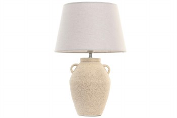 STONEWARE TABLE LAMP W/LINEN SHADE