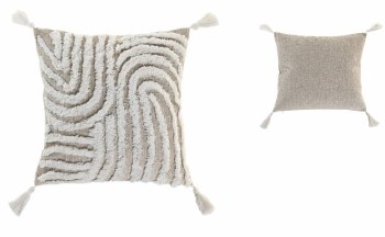 BEIGE & WHITE TUFTED CUSHION