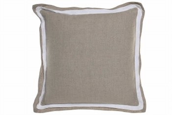 GREY LINEN CUSHION W/BORDER