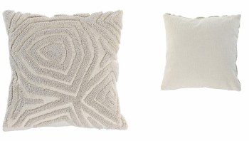 CUSHION W/GREY TUFTED PATTERN