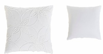WHITE TUFTED FLOWER CUSHION