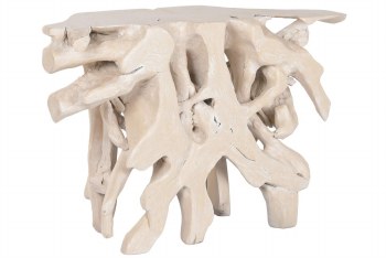 TEAK ROOT CONSOLE TABLE-WHITE