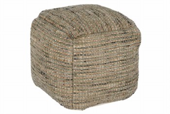WOOD & COTTON BROWN OTTOMAN