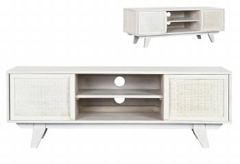 MANGO WOOD & RATTAN WHITE T.V. UNIT