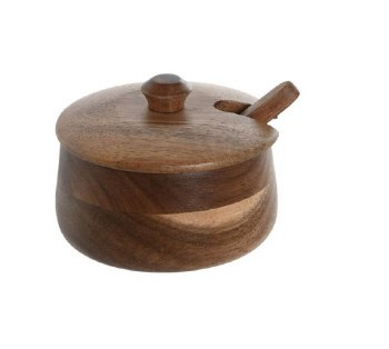 ACACIA SUGAR BOWL WITH SPOON